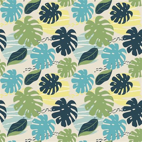 Premium Vector Seamless Pattern With Tropical Leaves