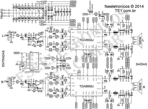 Circuito Amplificador Classe D 2x300W Utilizando TDA8950J TE1