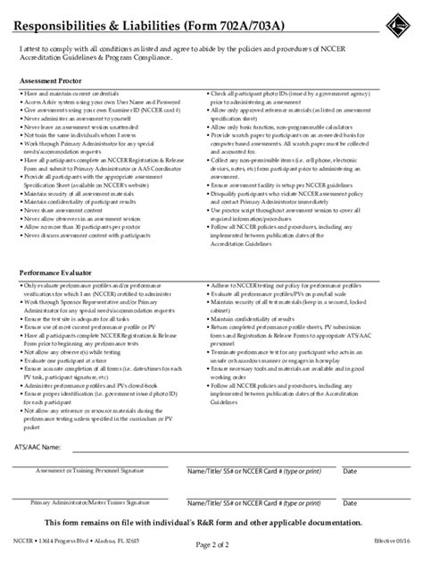 Responsibilities And Liabilities Form 702a703a Nccer Nccer Fill Out And Sign Printable Pdf