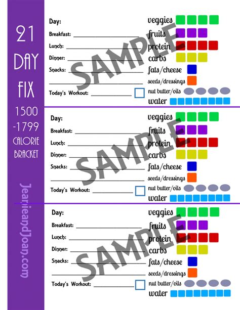 21 Day Fix Printables Printable Templates