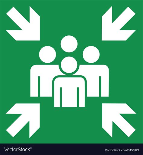 Fire Evacuation Meeting Point Sign Royalty Free Vector Image