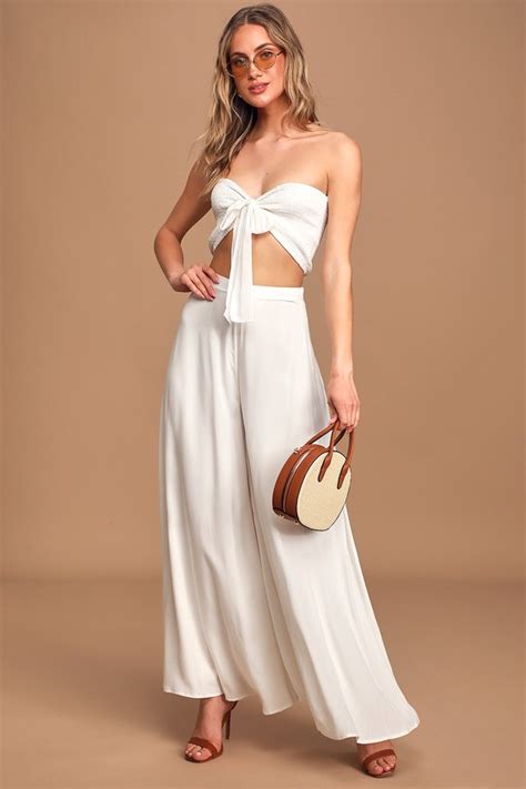 Cute White Two Piece Jumpsuit Strapless Jumpsuit Jumpsuit Lulus