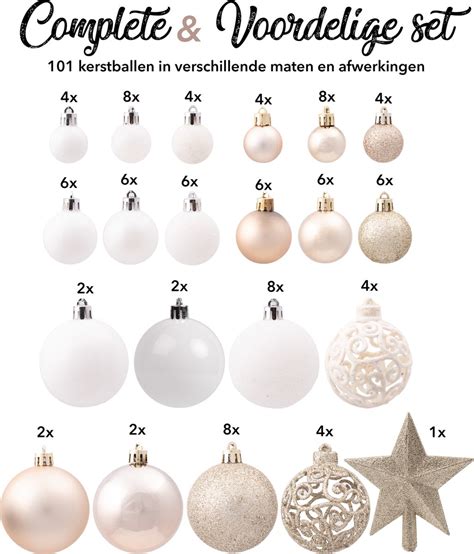 Kerstballen Plastic Kerstversiering Champagne Wit Kerstbal Set