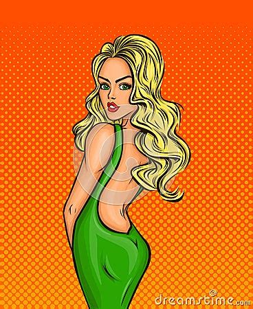Vector Illustration Of Pin Up Blonde CartoonDealer