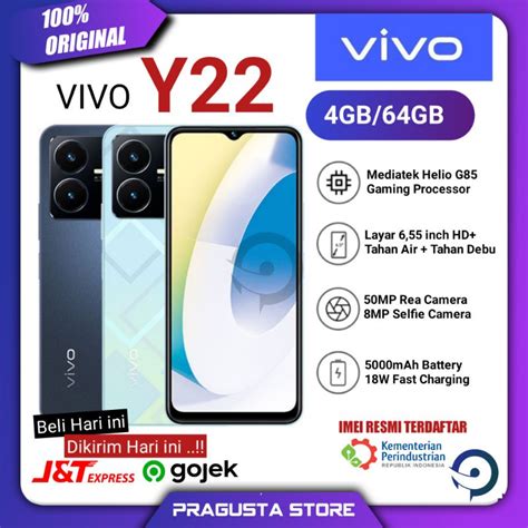 Jual Vivo Y22 Ram 4 64GB New 100 Segel Garansi Resmi Vivo Indonesia