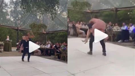 Bride And Groom Go Crazy On Their Wedding Day Fall Off Stage While Dancing Watch Viral Video