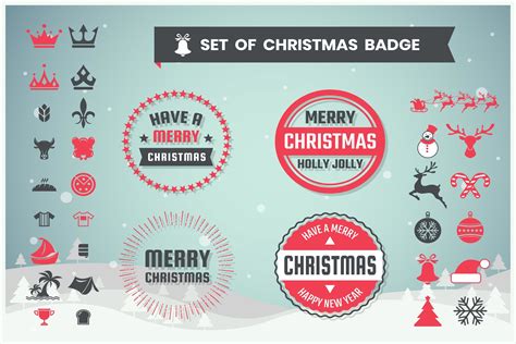 Christmas Badge And Objects Vector Set 358547 Illustrations Design