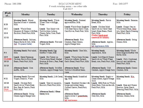 Printable Cacfp Menu Template Prntbl Concejomunicipaldechinu Gov Co