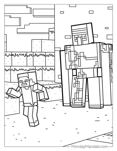 Iron Golem And Minecraft Steve Coloring Page Minecraft Coloring Page Minecraft Coloring