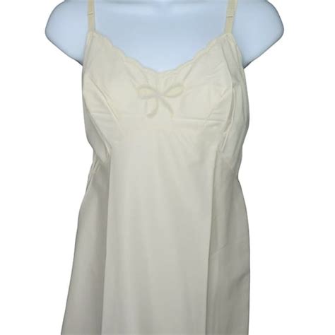 Vintage 60s Kayser Full Dress Slip S Nude Beige Satin Gem