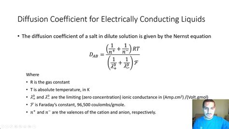 Mass Transfer In English 17 Estimating Diffusivity In Concentrated