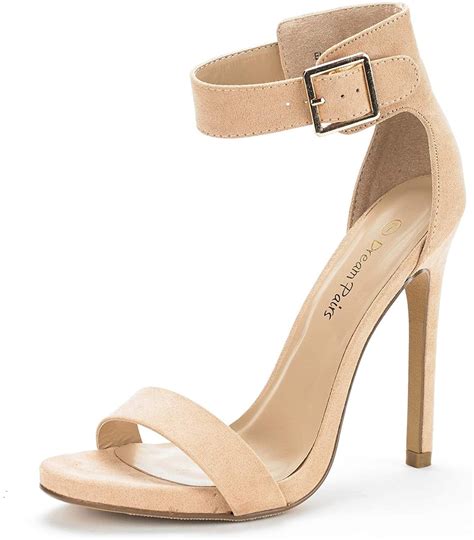 Burudani Women S Ankle Strap Open Toe Stilettos High Heel Sandals Party Dress Nude Suede Size