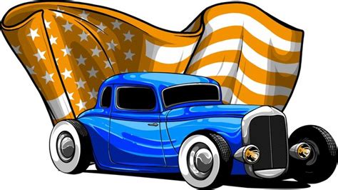 Desenho de ilustração em vetor carro hot rod Vetor Premium
