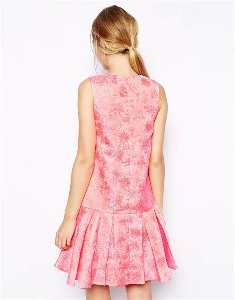 Lyst Asos Embellished Peplum Hem Dress In Pink