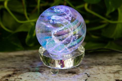 Illuminated Dichroic Rainbow Orb With Cremains By Tyler 189 00 Ashes In Glass