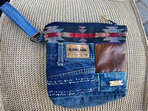 Upcycled Wristlet Denim Wristlet Eco Friendly One Of A Kind Bag