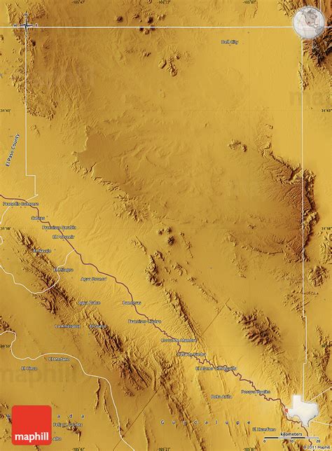 Physical Map of Hudspeth County