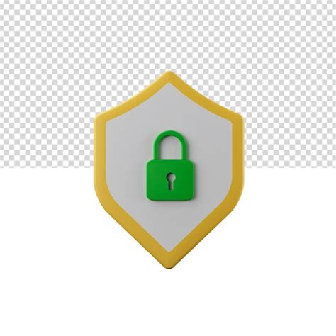 Premium Psd Shield 3d Illustration With Lock Sign Cyber Security 3d