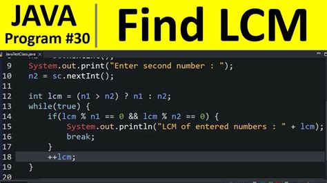 Java Program Find Lcm Of Two Numbers In Java Youtube
