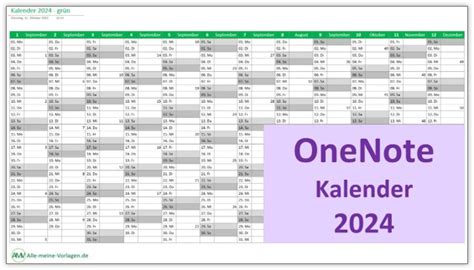 Kalender 2024 für OneNote – kostenlose Vorlage - Alle-meine-Vorlagen.de