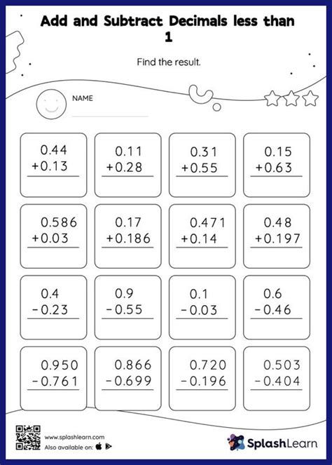 Add And Subtract Decimals Less Than Vertical Math Worksheets 76500 Hot Sex Picture