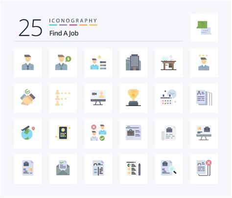 Paquete De Conos Find A Job Flat Color Que Incluye Personal De
