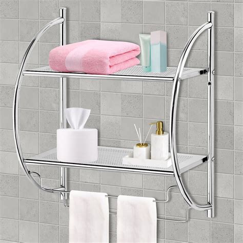 Wall Mounted Bathroom Shelf Unit Towel Rail Rack Semis Online