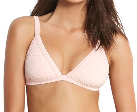 Seafolly Women S Inka Rib Fixed Tri Bikini Top Rose Pink Catch Co Nz