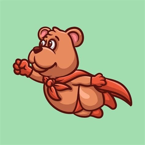 Premium Vector | Flying Bear hero Creative Cartoon Illustration