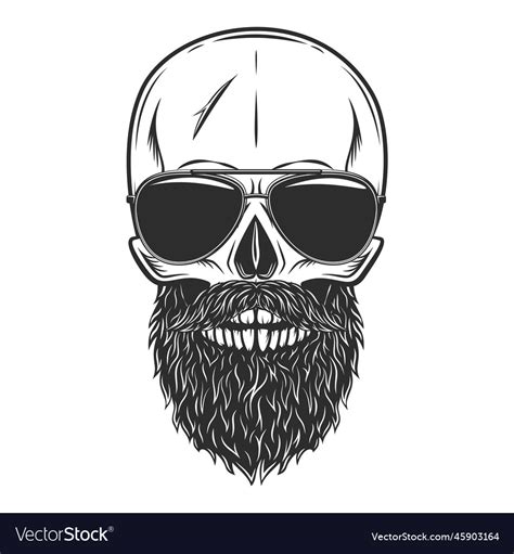 Hipster Skull With Beard And Mustache In Glasses Vector Image