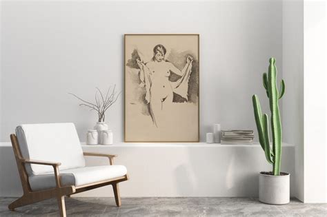 Vintage Naked Woman Pencil Drawing Print Antique Erotic Fine Etsy Ireland