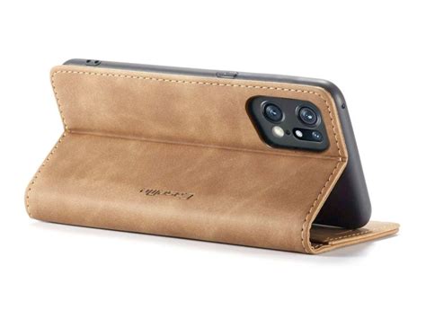 CaseMe BookCase Oppo Find X5 Pro Hoesje Bruin Tan