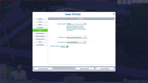 Seasons Duration and Options Guide - Sims 4 Seasons Guide