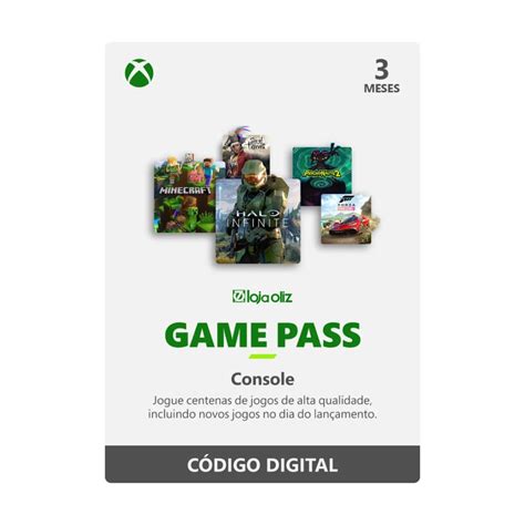 T Card Xbox Game Pass Console 3 Meses Código Digital Loja Oliz