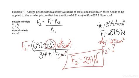 How To Calculate A Force Using Pascal S Principle And Difference In