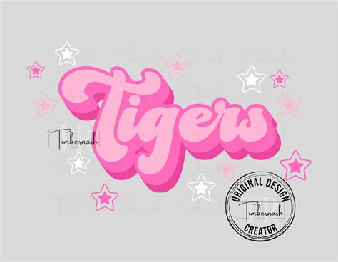 Tigers Preppy Retro Mascot Png Sublimation Dtf Pink Tiger Etsy