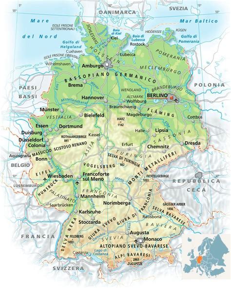 Cartina Fisica Germania Nel 2022 Geografia Germania Fisico