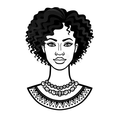 African Beauty Animation Portrait Of The Beautiful Black Woman In Afro Hair Stock Vector