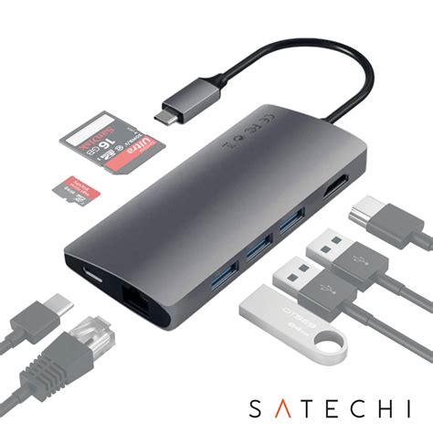 USB-C Multiport-Hub HDMI 4K, Ethernet, USB-C 60W, 3x USB, Kartenleser ...