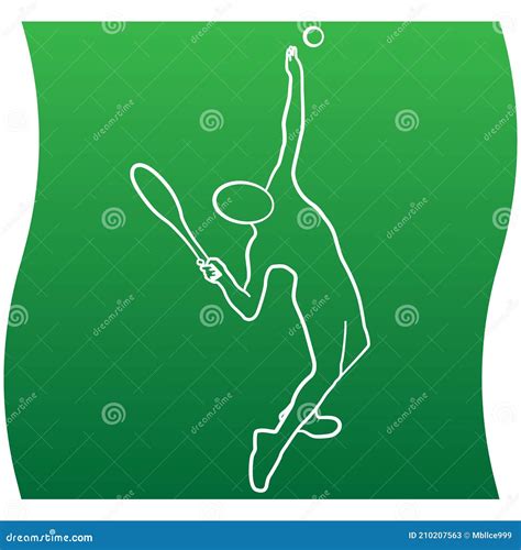 Tennis Player Silhouette Line Icon Of A Sports Set Stock Vector