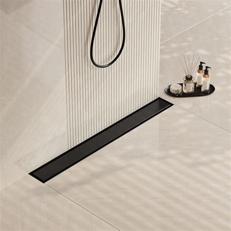 Neodrain 24 in Matte Black Linear Shower Drain- with 2-in-1 Flat & Tile