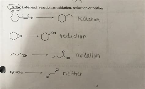 Solved Redox Label Each Reaction As Oxidation Reduction Or Chegg