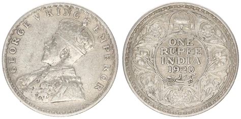 Indien Großbritannien 1920 britisches Indien 1 Rupie Silber Georg V