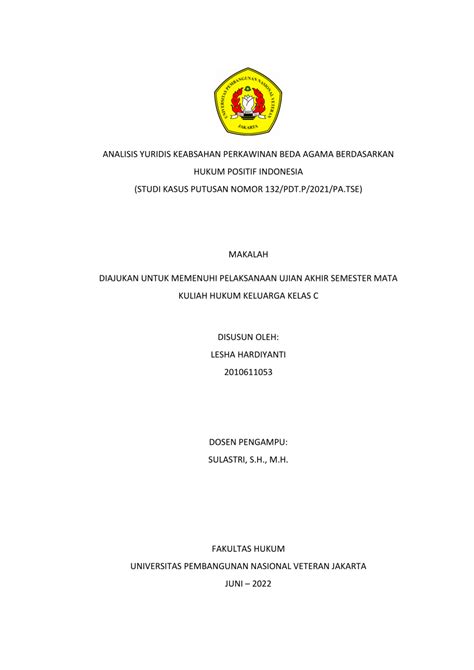 PDF ANALISIS YURIDIS KEABSAHAN PERKAWINAN BEDA AGAMA BERDASARKAN