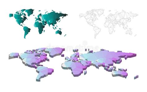 Baixo Poli De 3D E De Linha Mapa Do Mundo Da Estrutura Ilustração do