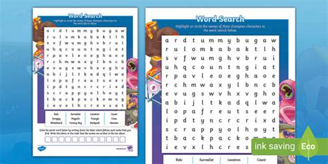 Twinkl Champion Characters Word Search Teacher Made