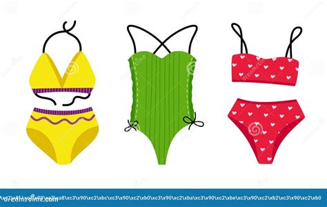 Collection Of Stylish Swimwear And Bikini Underwear Summer Concept Vector Illustration Isolated