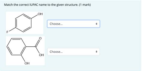 Solved Match The Correct IUPAC Name To The Given Struct