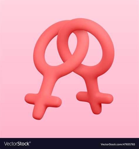 D Realistic Lesbian Symbol Renderings Female Vector Image