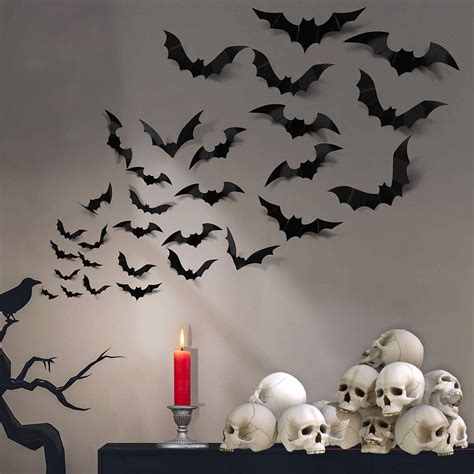 Filmhoo Pcs Sizes Halloween Decorations Pvc D Bats Wall Decor For